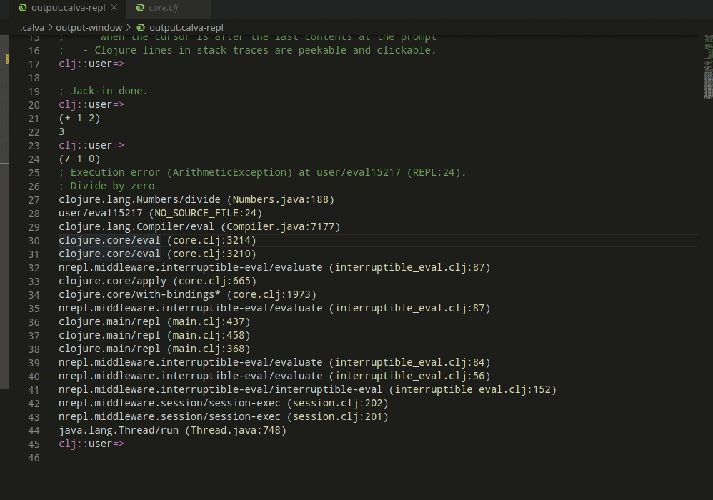 Stack trace clicking and peeking definition